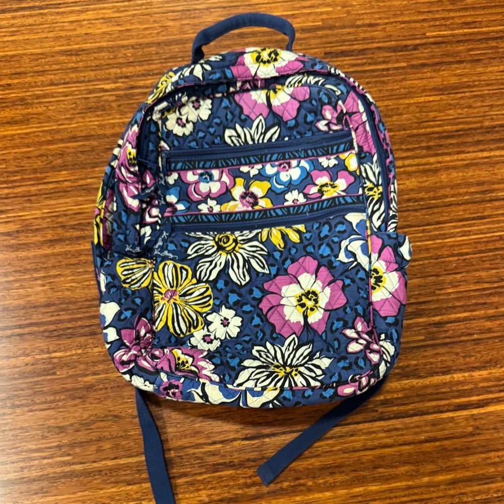 Large Vera Bradley African Violet Pattern Campus Backpack VGUC